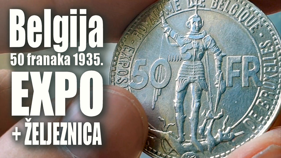 Prikaz srebrnjaka: Belgija 50 franaka 1935. Expo Bruxelles i 100. obljetnica belgijskih željeznica