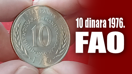 Prikaz kovanice: Jugoslavija 10 dinara 1976. FAO