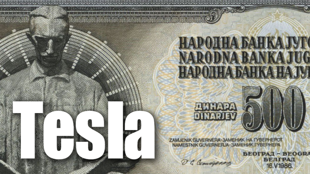 Prikaz novčanice: Jugoslavija 500 dinara 1986. Nikola Tesla