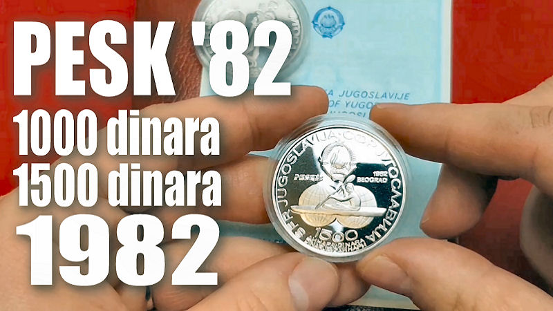 Prikaz srebrnjaka: Jugoslavija 1000 i 1500 dinara 1982. Svjetsko prvenstvo u kajaku i kanuu