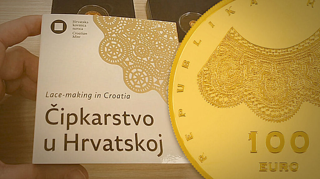 Prikaz zlatnika: Hrvatska 10, 25 i 100 eura 2023. Čipkarstvo u Hrvatskoj