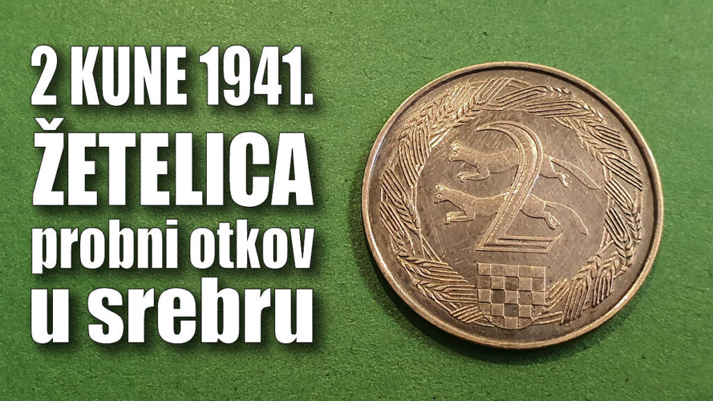 Prikaz kovanice: Hrvatska 2 kune 1941. Žetelica, probni otkov u srebru