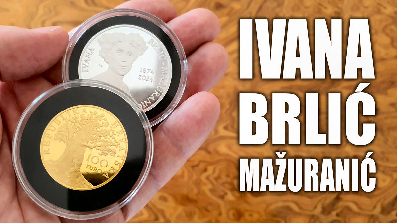 Prikaz prigodnih kovanica: Hrvatska 4 i 100 eura 2024. Ivana Brlić Mažuranić